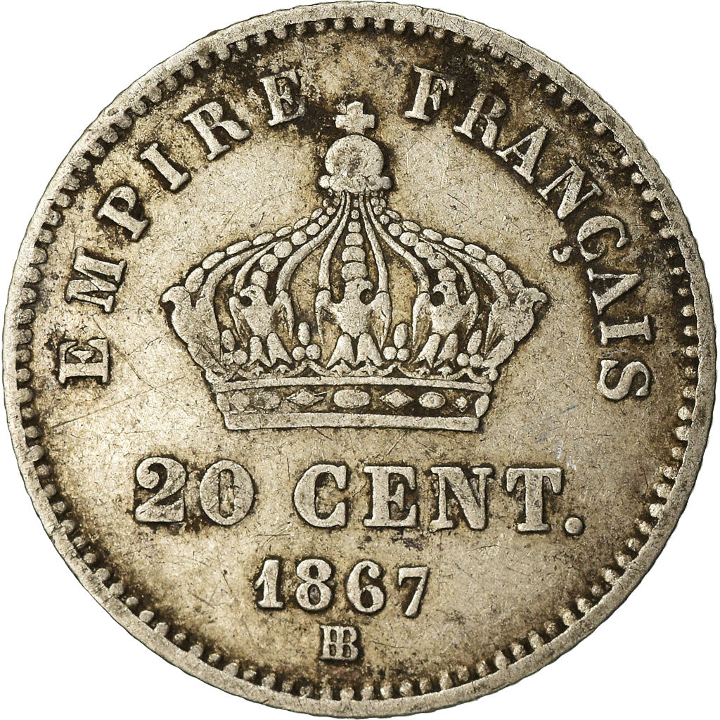 Coin, France, Napoleon III, Napoléon III, 20 Centimes, 1867, Strasbourg