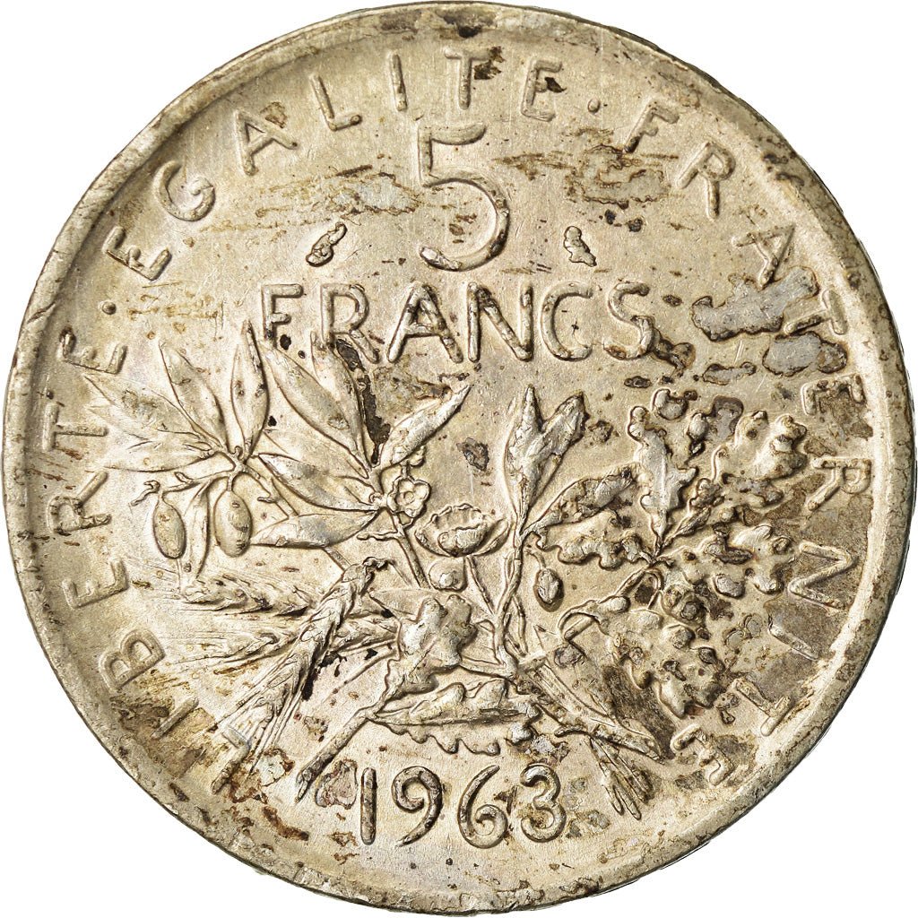 Coin, France, Semeuse, 5 Francs, 1963, Paris, AU(55-58), Silver, KM:926