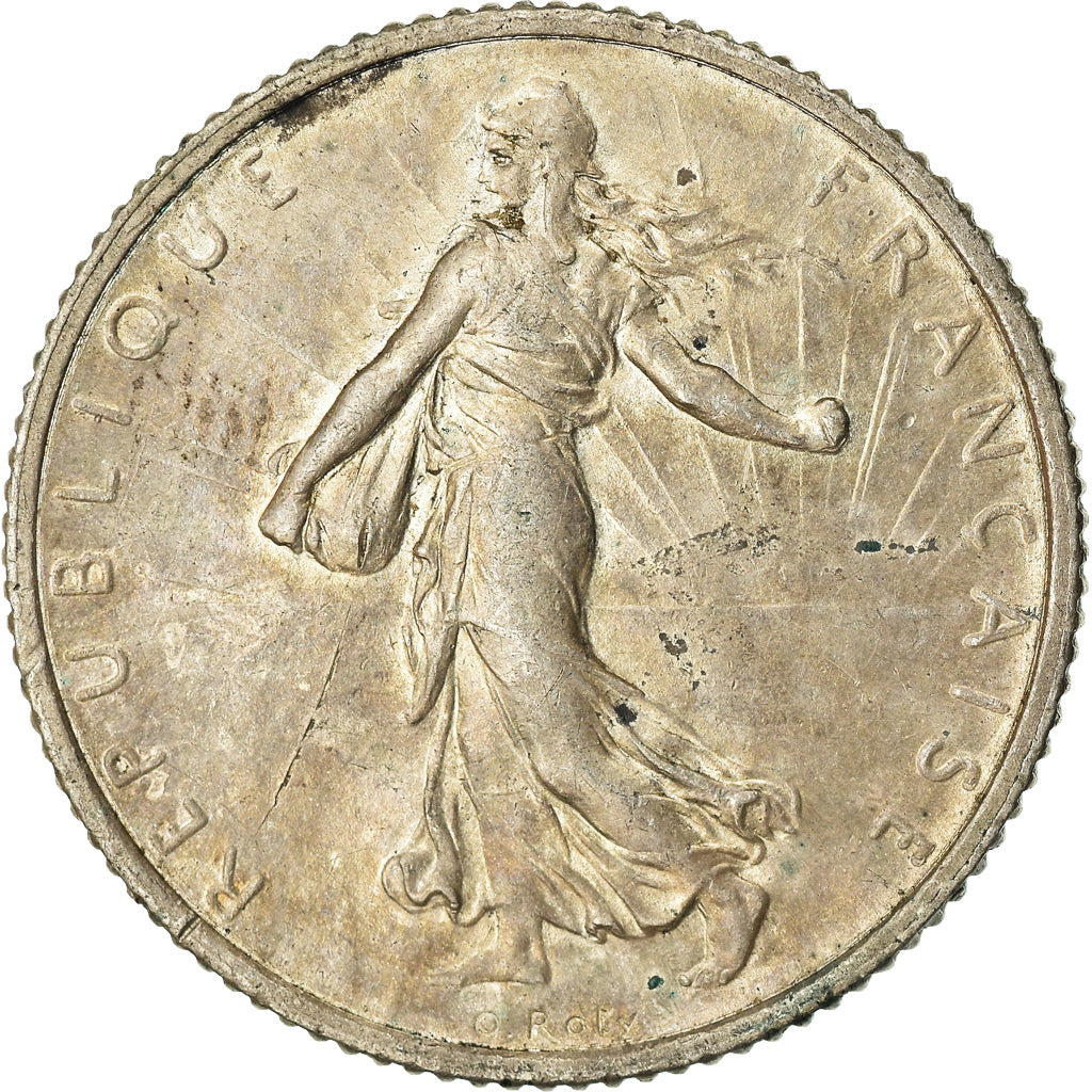 Coin, France, Semeuse, Franc, 1917, Paris, AU(55-58), Silver, KM:844.1