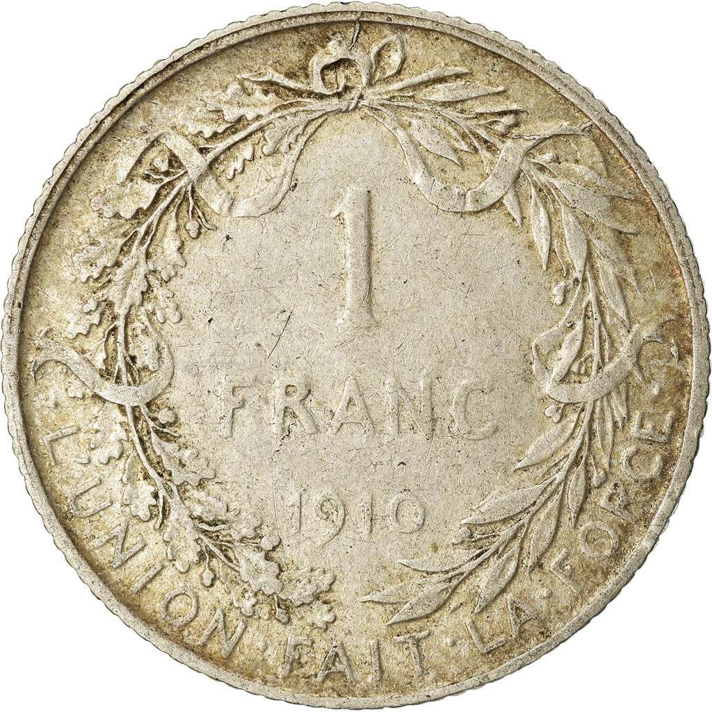 Moneta, Belgio, Albert I, Franc, 1910, MB, Argento, KM:72