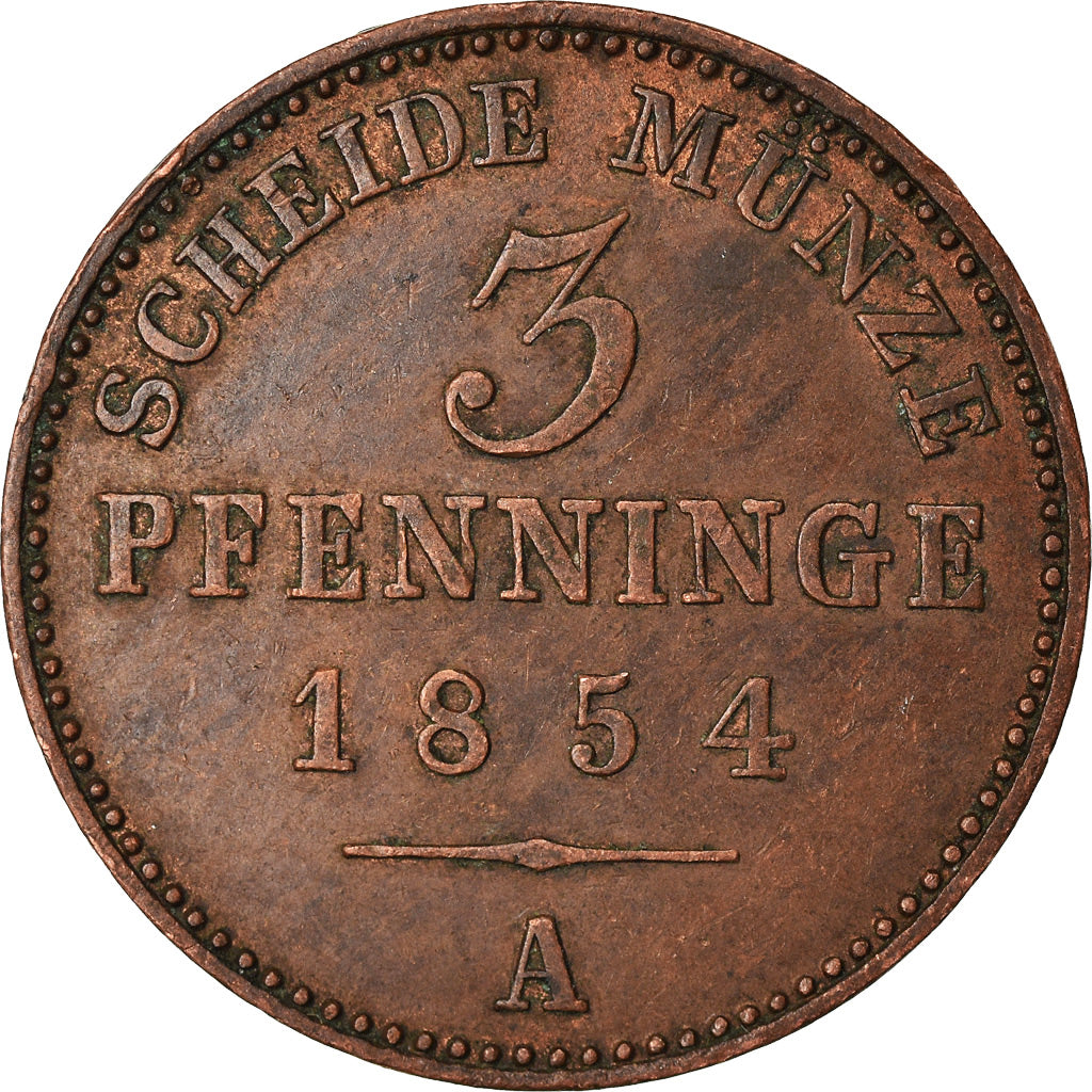 Coin, German States, PRUSSIA, Friedrich Wilhelm IV, 3 Pfennig, 1854, Berlin