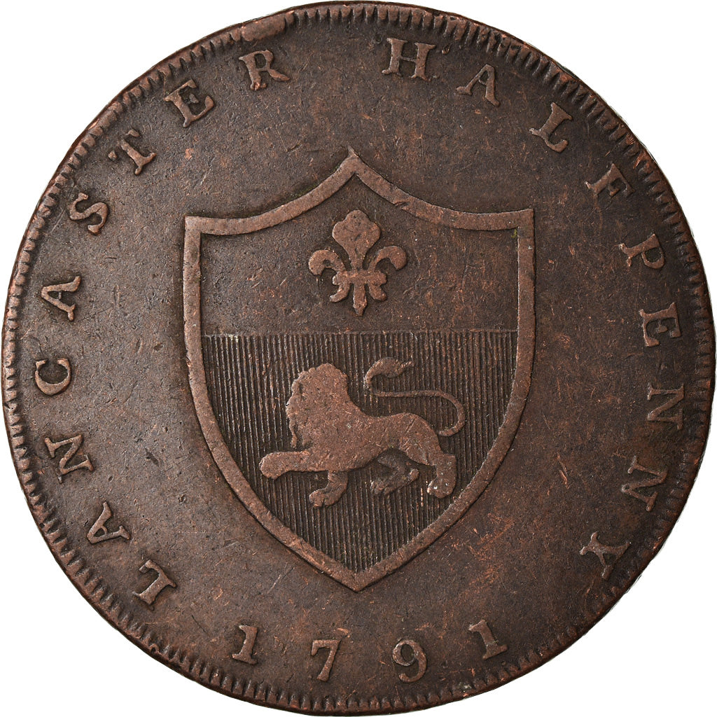 Coin, Great Britain, Lancashire, Halfpenny Token, 1791, Lancaster, VF(20-25)
