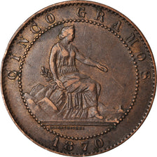 Moneta, Spagna, Provisional Government, 5 Centimos, 1870, Madrid, BB, Rame