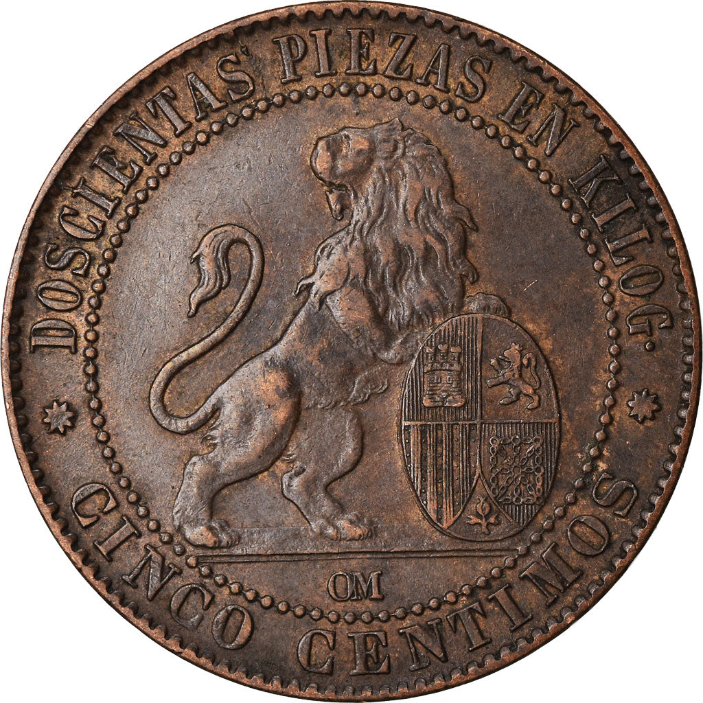 Moneta, Spagna, Provisional Government, 5 Centimos, 1870, Madrid, BB, Rame