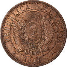 Moneta, Argentina, 2 Centavos, 1891, BB+, Bronzo, KM:33