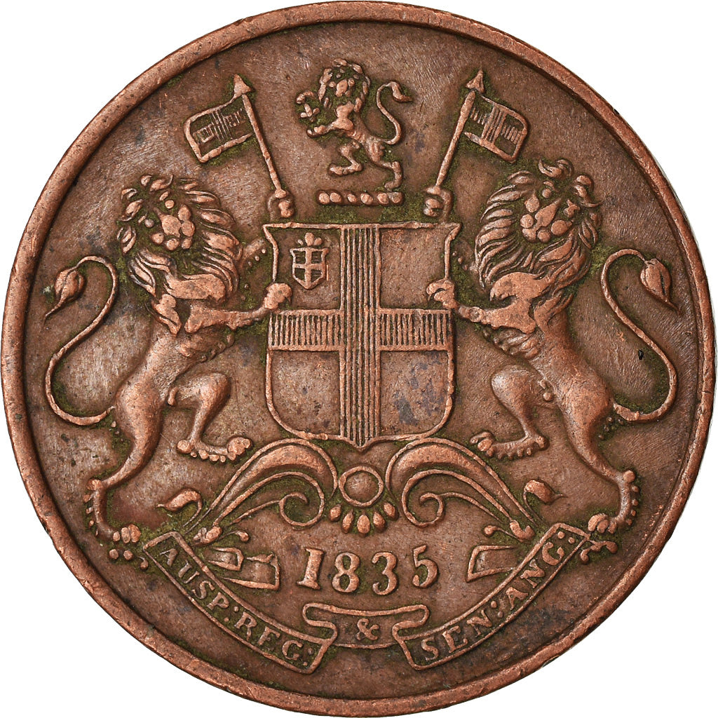 Coin, INDIA-BRITISH, 1/4 Anna, 1835, Bombay, EF(40-45), Copper, KM:446.2