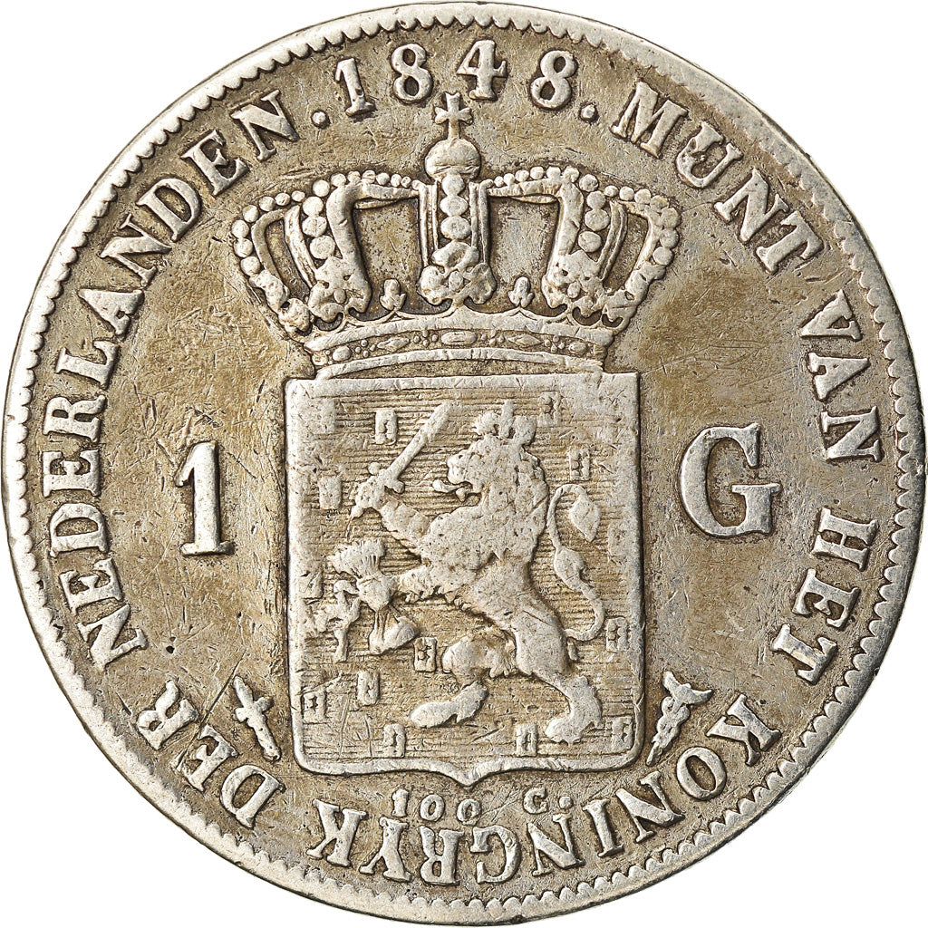 Coin, Netherlands, William II, Gulden, 1848, Utrecht, VF(30-35), Silver, KM:66
