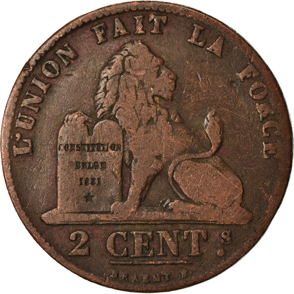 Coin, Belgium, Leopold I, 2 Centimes, 1849, VF(30-35), Copper, KM:4.2