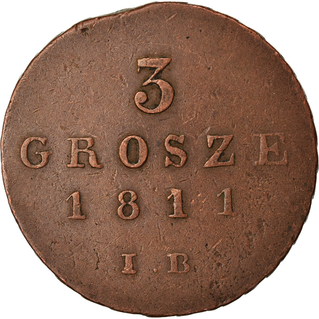 Coin, Poland, Friedrich August I, 3 Grosze, 1811, EF(40-45), Copper, KM:82