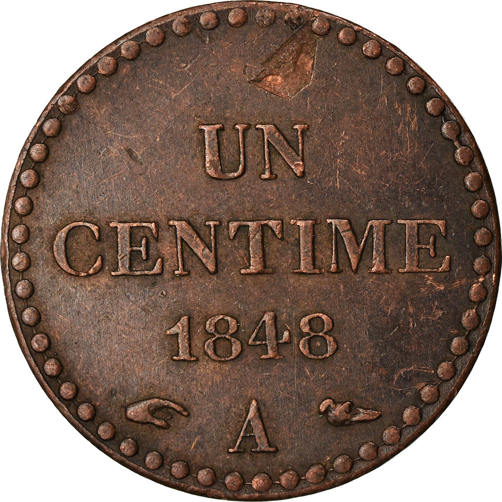 Coin, France, Dupré, Centime, 1848, Paris, EF(40-45), Bronze, KM:754