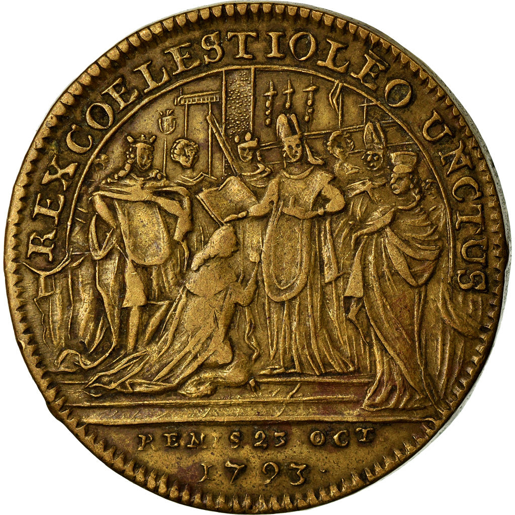 France, Token, Louis XV, Sacre à Reims, 1723, EF(40-45), Copper, Feuardent:7896
