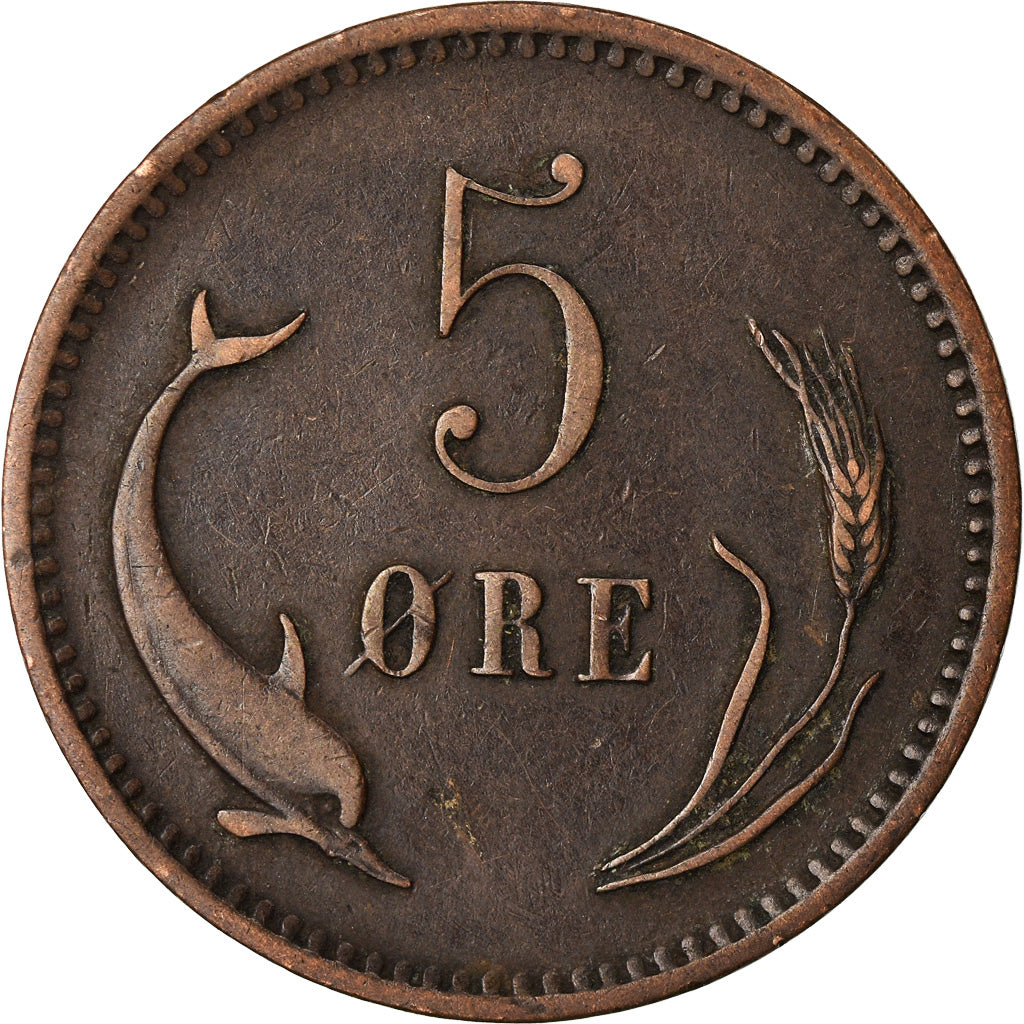 Coin, Denmark, Christian IX, 5 Öre, 1874, Copenhagen, VF(30-35), Bronze