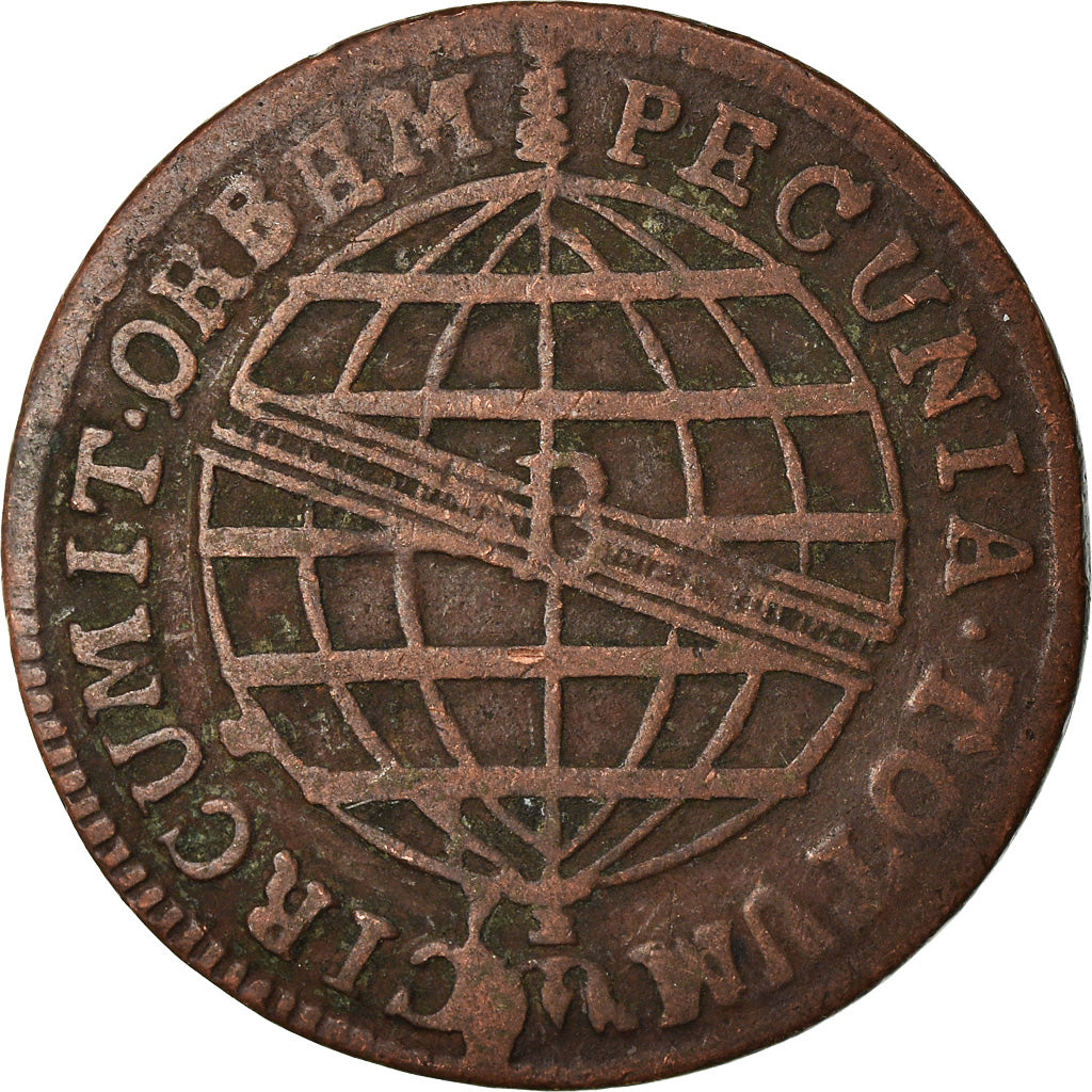 Moneta, Brasile, Joao, 10 Reis, 1815, Bahia, MB+, Rame, KM:232.2