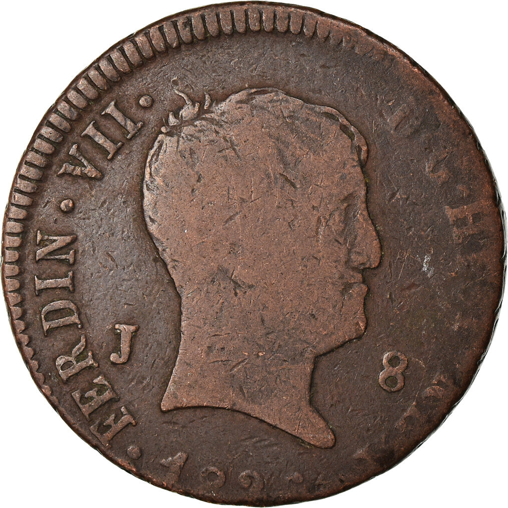 Coin, Spain, Ferdinand VII, 8 Maravedis, 182(?), Jubia, VF(30-35), Copper