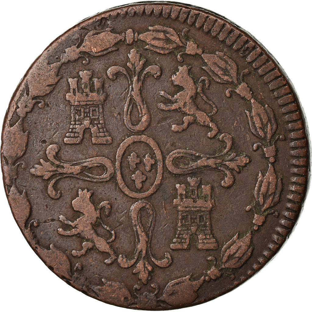 Coin, Spain, Ferdinand VII, 8 Maravedis, 182(?), Jubia, VF(30-35), Copper