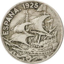 Spagna, Alfonso XIII, 25 Centimos, 1925, BB, Rame-nichel, KM:740