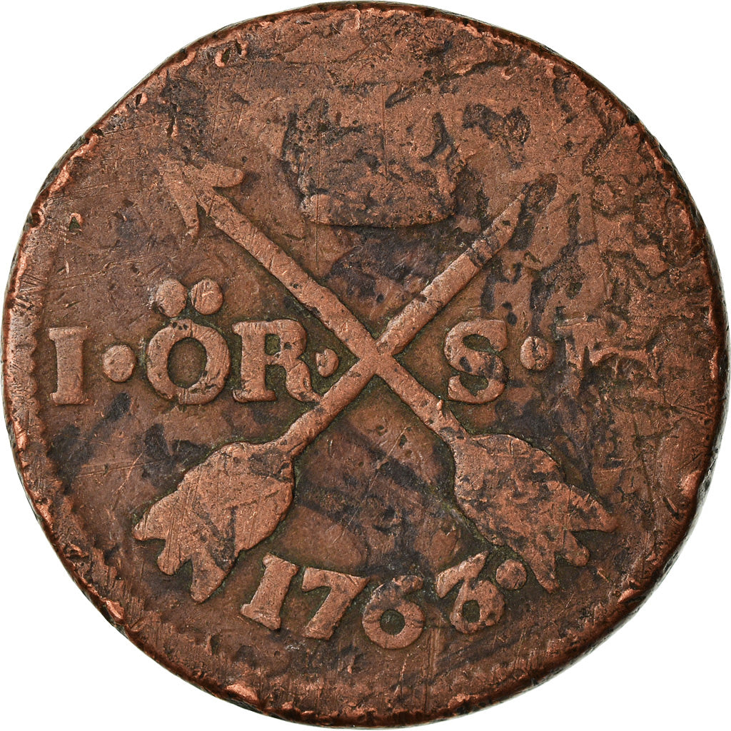 Coin, Sweden, Adolf Frederick, Ore, S.M., 1763, F(12-15), Copper, KM:460