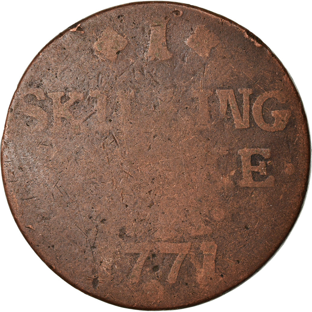 Moneta, Danimarca, Christian VII, Skilling, 1771, Copenhagen, B, Rame, KM:616.1
