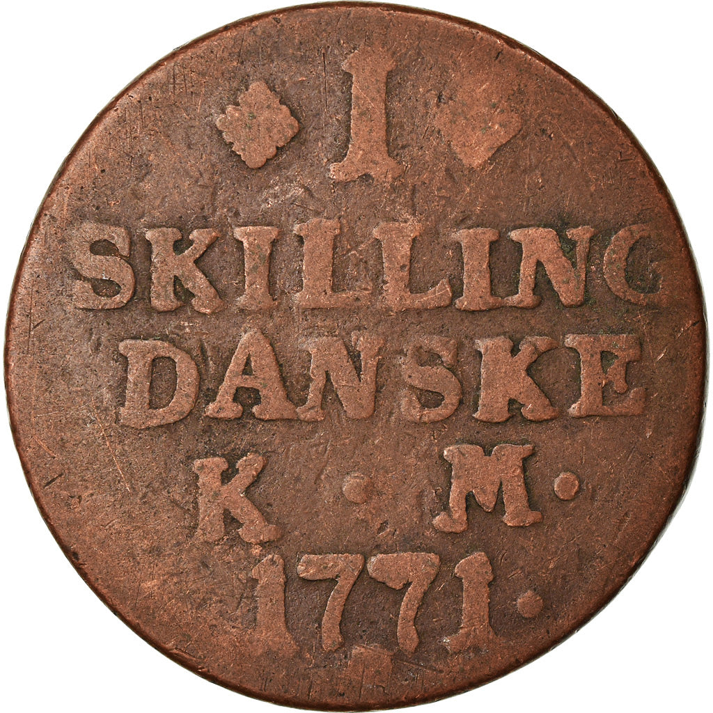 Monnaie, Danemark, Christian VII, Skilling, 1771, Copenhagen, B+, Cuivre
