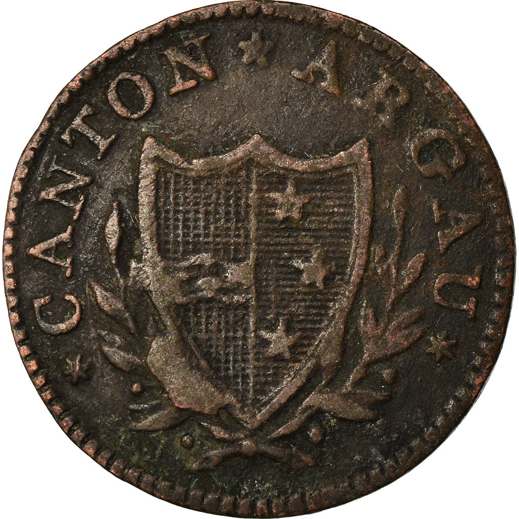 Coin, SWISS CANTONS, AARGAU, 2 Rappen, 1814, VF(30-35), Billon, KM:11