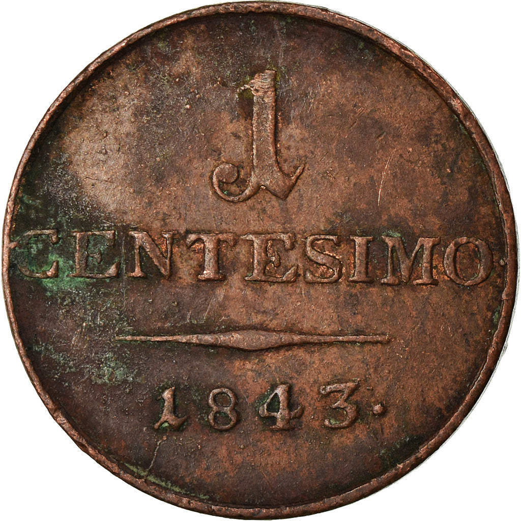 Coin, ITALIAN STATES, LOMBARDY-VENETIA, Centesimo, 1843, Milan, EF(40-45)