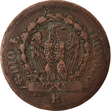 Moneda, Estados italianos, ROMAN REPUBLIC, 1/2 Baiocco, 1849, Rome, BC+, Cobre