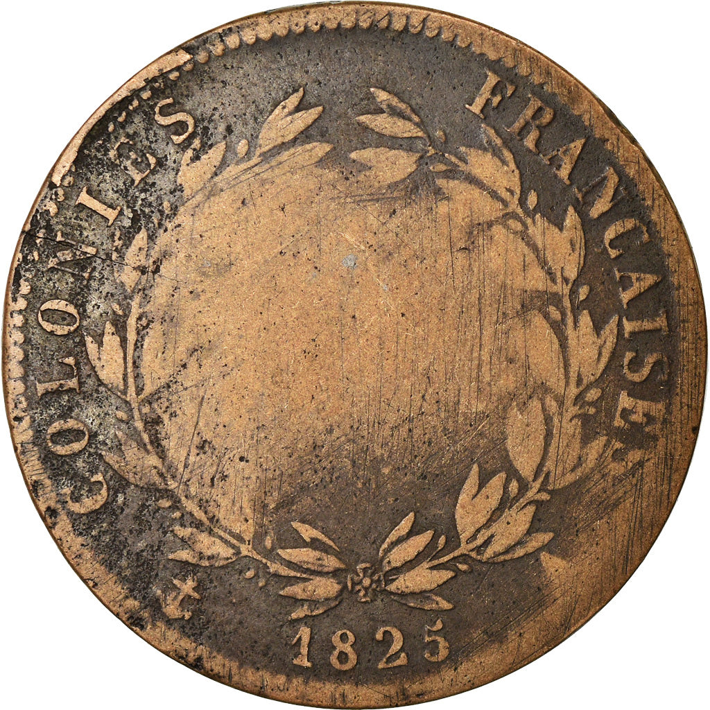 Coin, FRENCH COLONIES, Charles X, 5 Centimes, 1825, Paris, F(12-15), Bronze