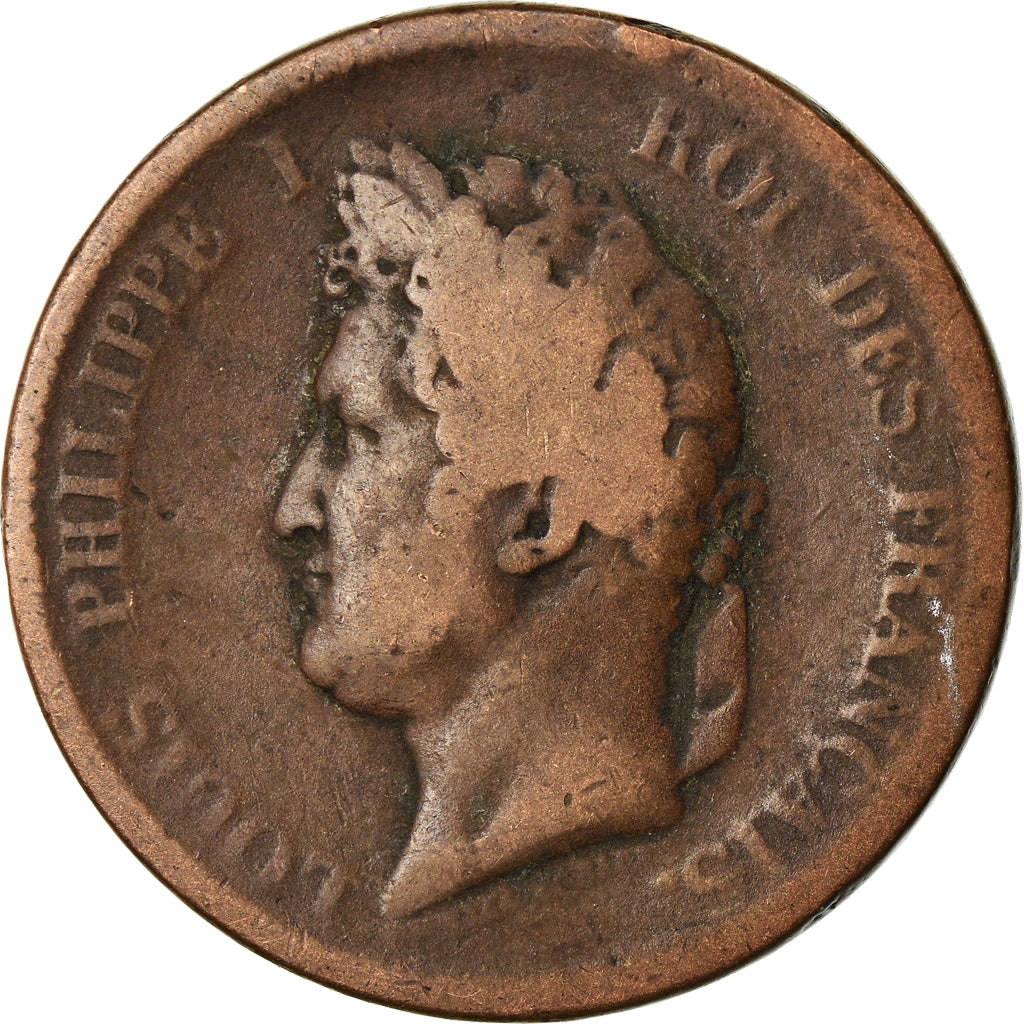 Moneta, Colonie francesi, Louis - Philippe, 5 Centimes, 1843, Paris, B+, Bronzo