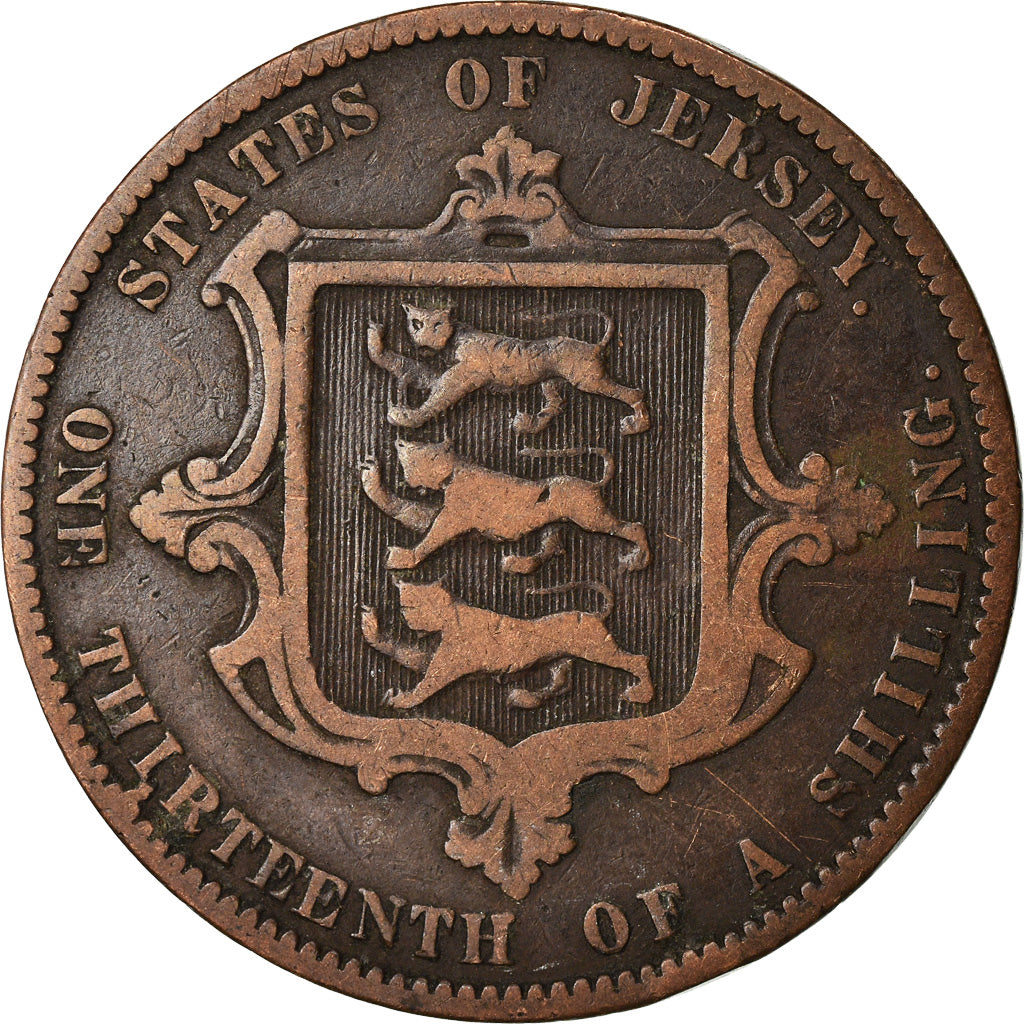 Coin, Jersey, Victoria, 1/13 Shilling, 1866, VF(20-25), Bronze, KM:5