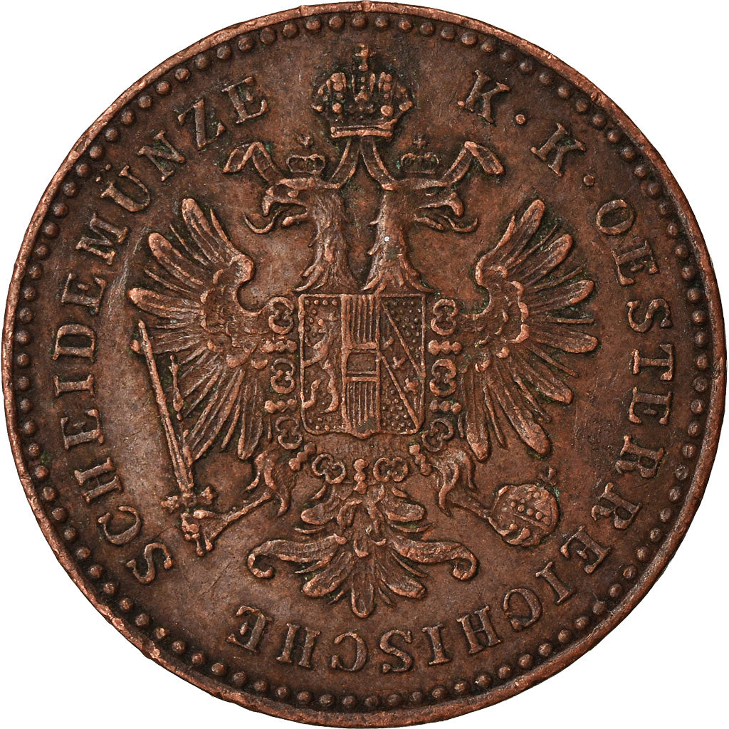 Coin, Austria, Franz Joseph I, Kreuzer, 1858, AU(50-53), Copper, KM:2186