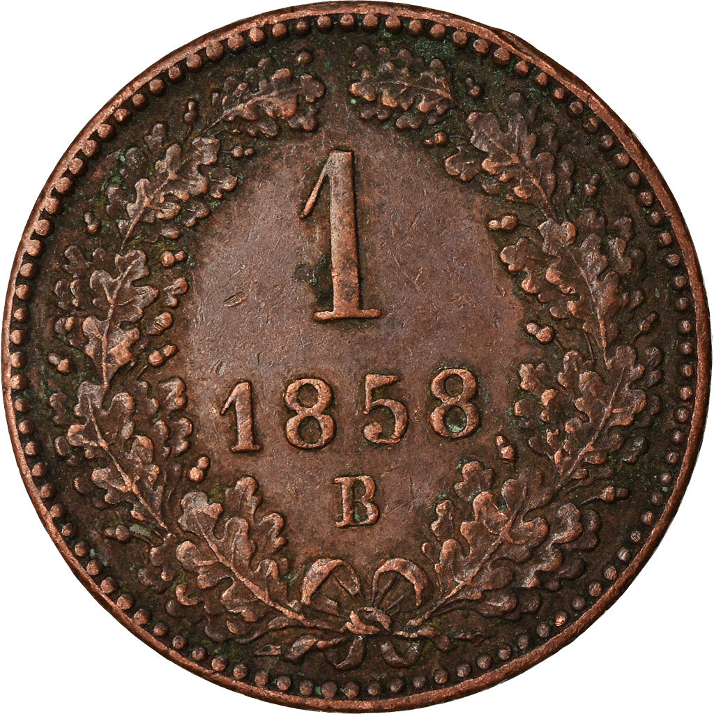 Coin, Austria, Franz Joseph I, Kreuzer, 1858, AU(50-53), Copper, KM:2186
