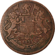 Münze, INDIA-BRITISH, 1/4 Anna, 1835, Bombay, S+, Kupfer, KM:446.2