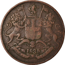 Coin, INDIA-BRITISH, 1/4 Anna, 1835, Bombay, VF(20-25), Copper, KM:446.2