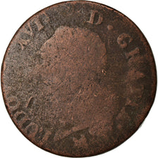 Moneta, Francia, Louis XVI, Sol ou sou, Sol, 1791, Rouen, M+, Rame, KM:578.3