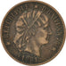 HAITI, 2 Centimes, 1881, KM #43, VF(30-35), Bronze, 30, 10.30