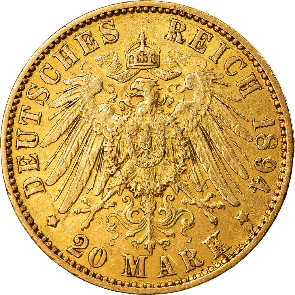 Moneda, Estados alemanes, HAMBURG, 20 Mark, 1894, Hamburg, EBC, Oro, KM:618