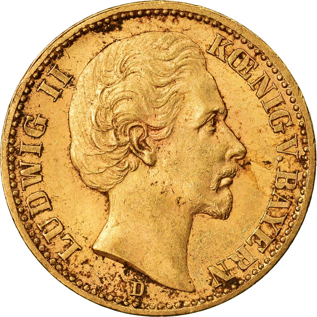 Moneda, Estados alemanes, BAVARIA, Ludwig II, 20 Mark, 1873, Munich, EBC, Oro