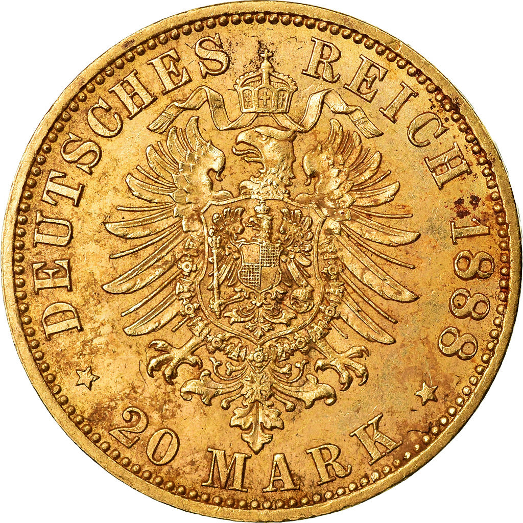Coin, German States, PRUSSIA, Friedrich III, 20 Mark, 1888, Berlin, AU(55-58)