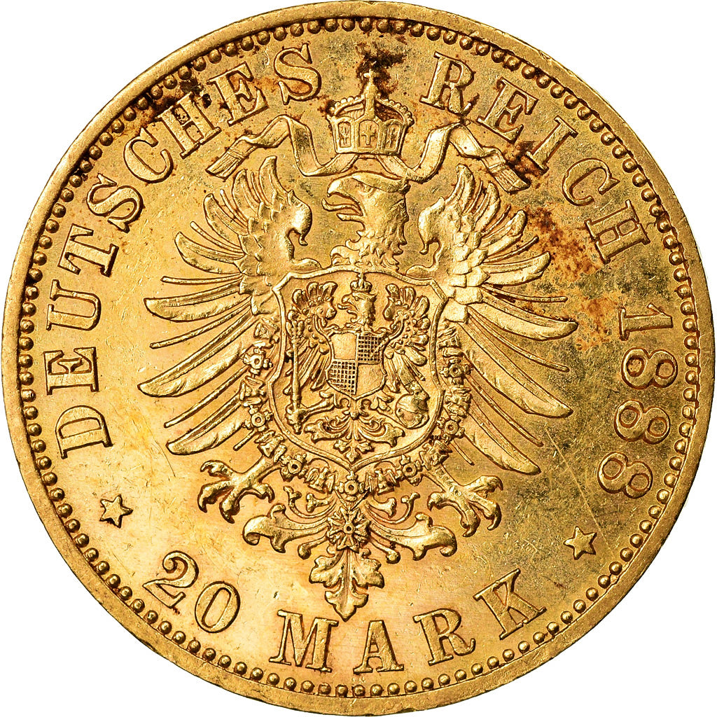 Moneda, Estados alemanes, PRUSSIA, Friedrich III, 20 Mark, 1888, Berlin, EBC+