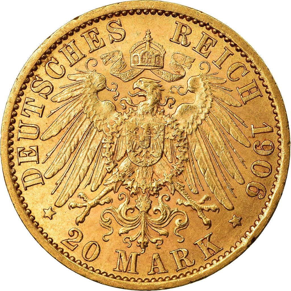 Coin, German States, PRUSSIA, Wilhelm II, 20 Mark, 1906, Berlin, MS(60-62)