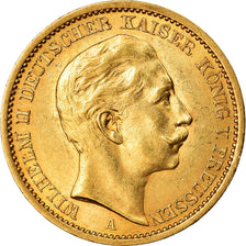 Coin, German States, PRUSSIA, Wilhelm II, 20 Mark, 1908, Berlin, AU(55-58)