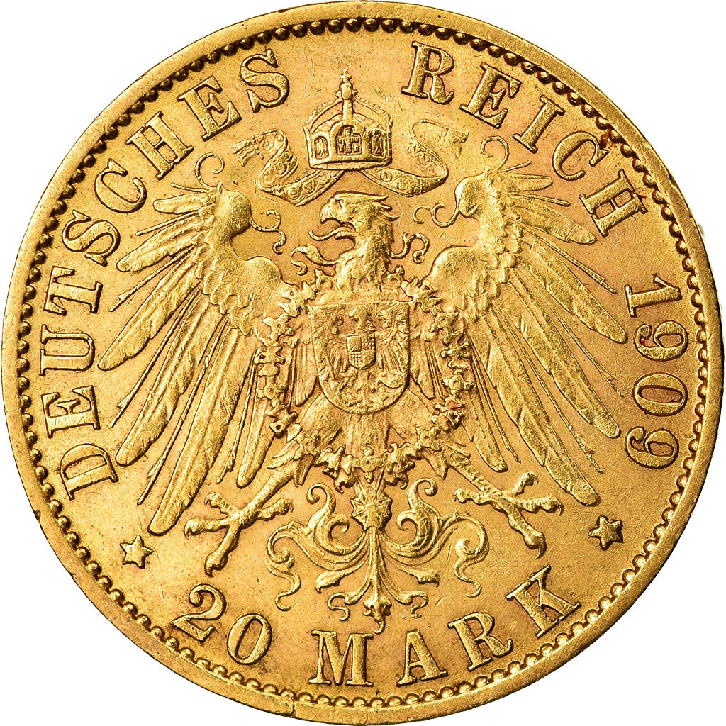 Moneta, Stati tedeschi, PRUSSIA, Wilhelm II, 20 Mark, 1909, Berlin, SPL-, Oro