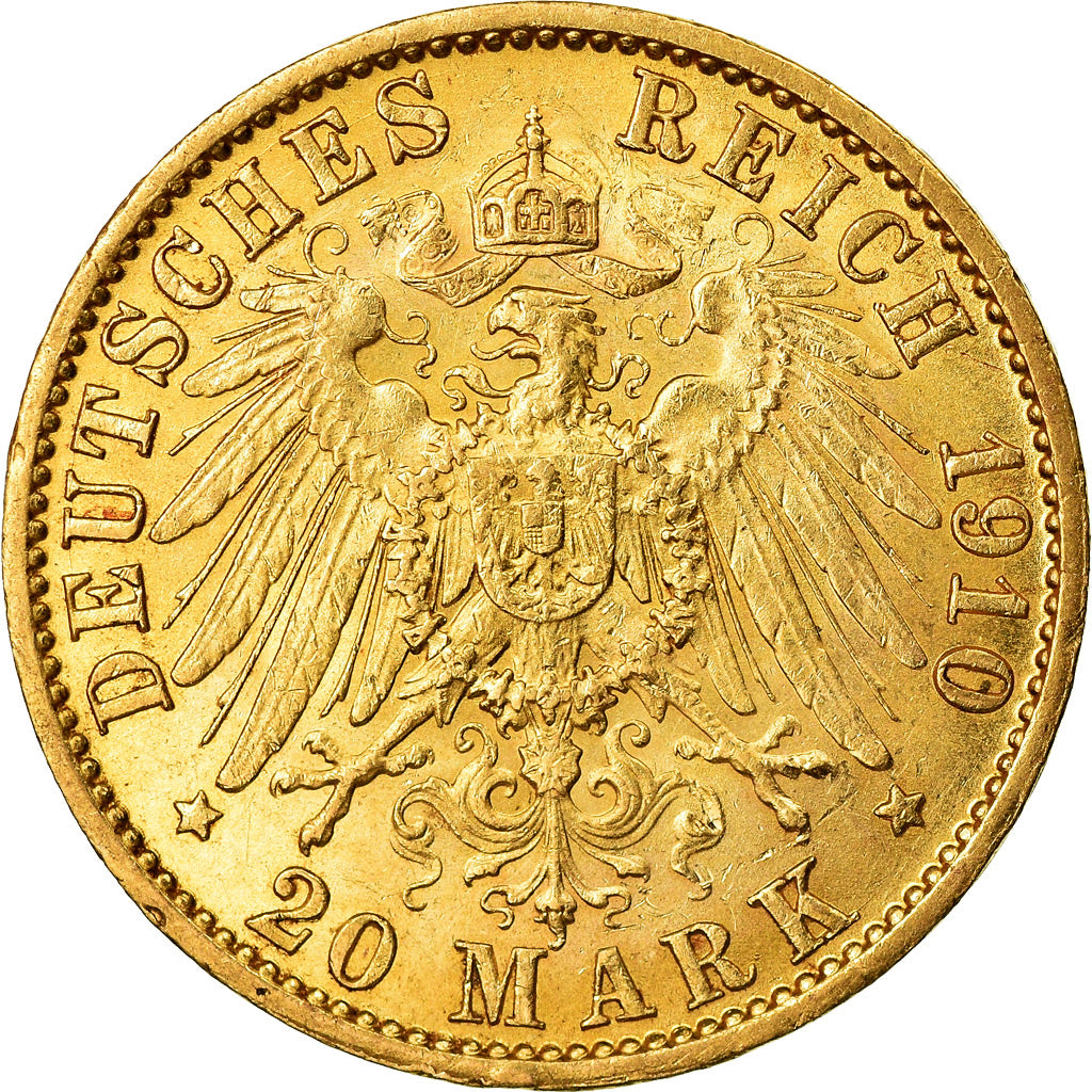 Coin, German States, PRUSSIA, Wilhelm II, 20 Mark, 1910, Berlin, MS(60-62)