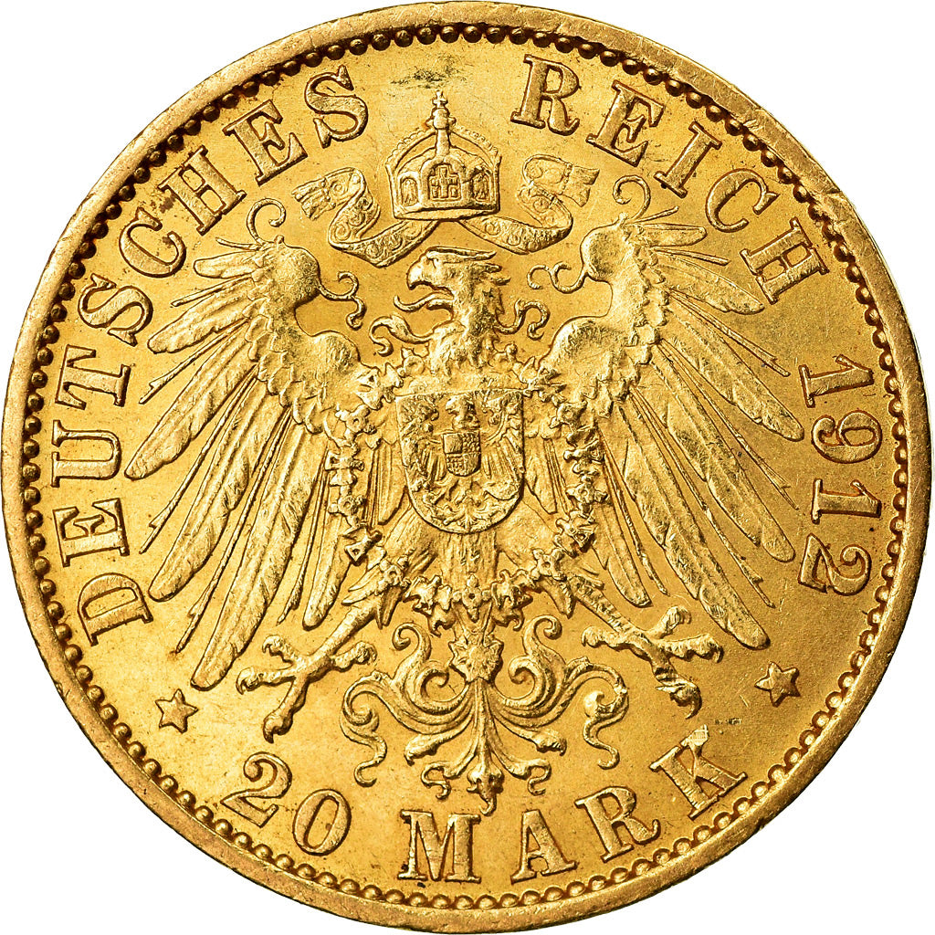 Coin, German States, PRUSSIA, Wilhelm II, 20 Mark, 1912, Berlin, MS(60-62)