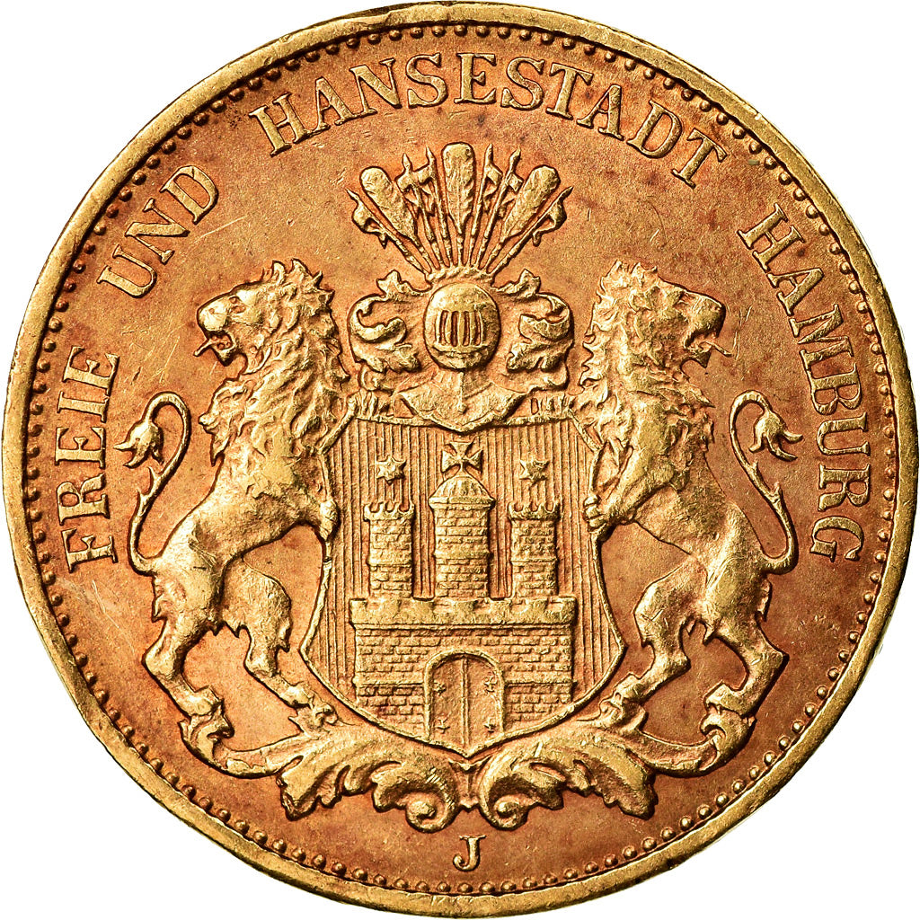 Coin, German States, HAMBURG, 20 Mark, 1913, Hamburg, AU(55-58), Gold, KM:618