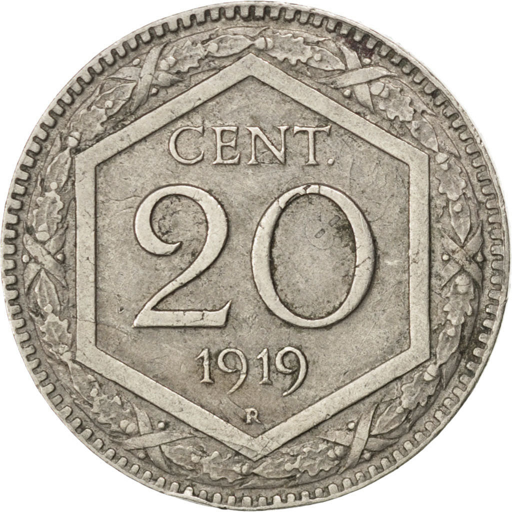 ITALY, 20 Centesimi, 1919, Rome, KM #58, EF(40-45), Copper-Nickel, 21.5, 3.90