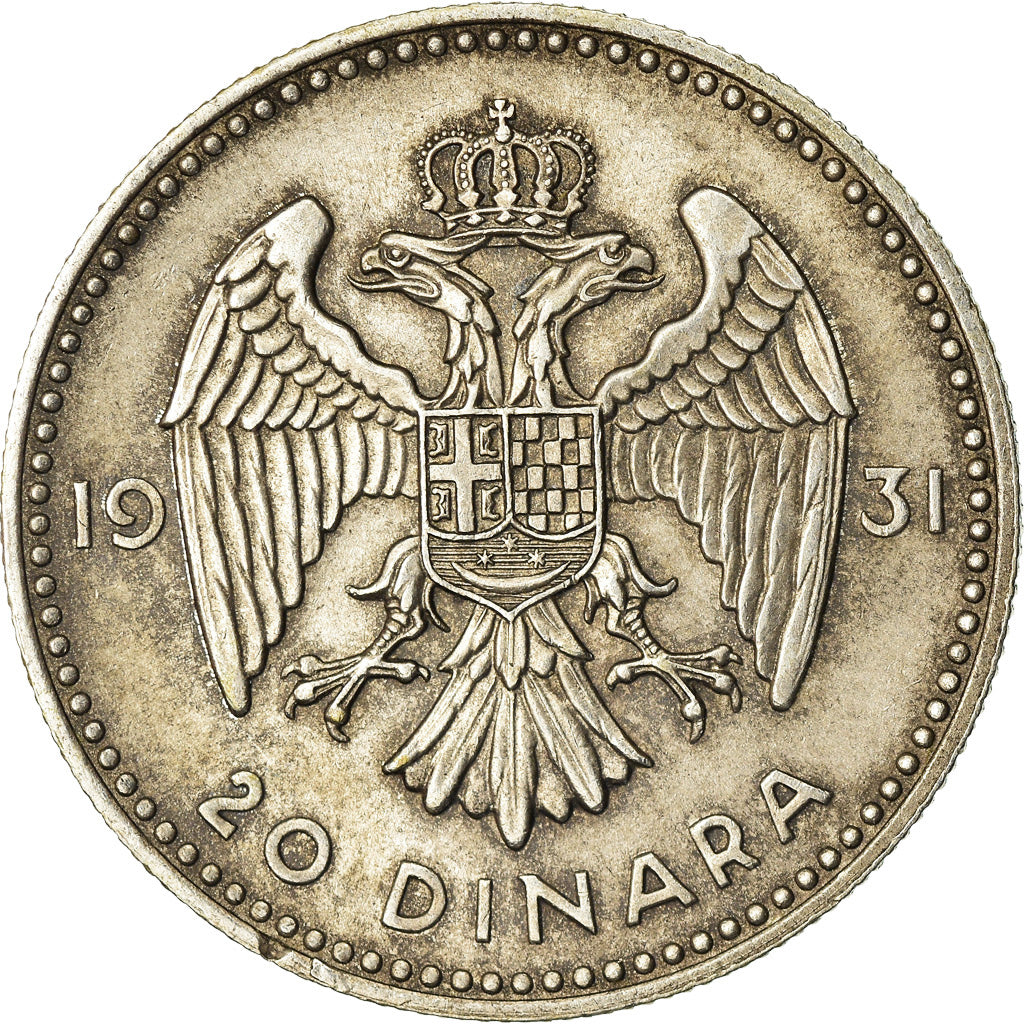 Coin, Yugoslavia, Alexander I, 20 Dinara, 1931, Belgrade, AU(50-53), Silver