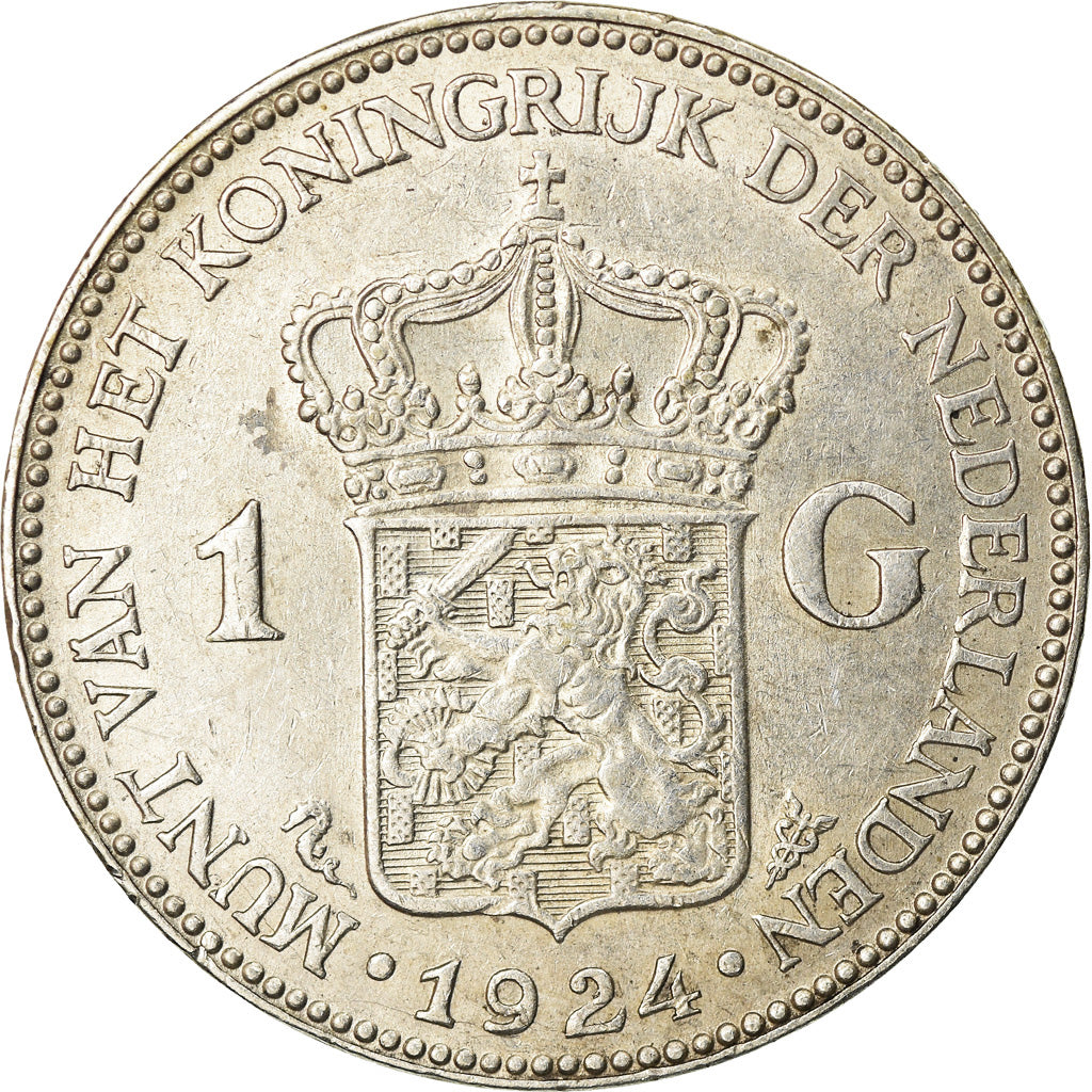 Moneta, Paesi Bassi, Wilhelmina I, Gulden, 1924, Utrecht, BB+, Argento, KM:161.1