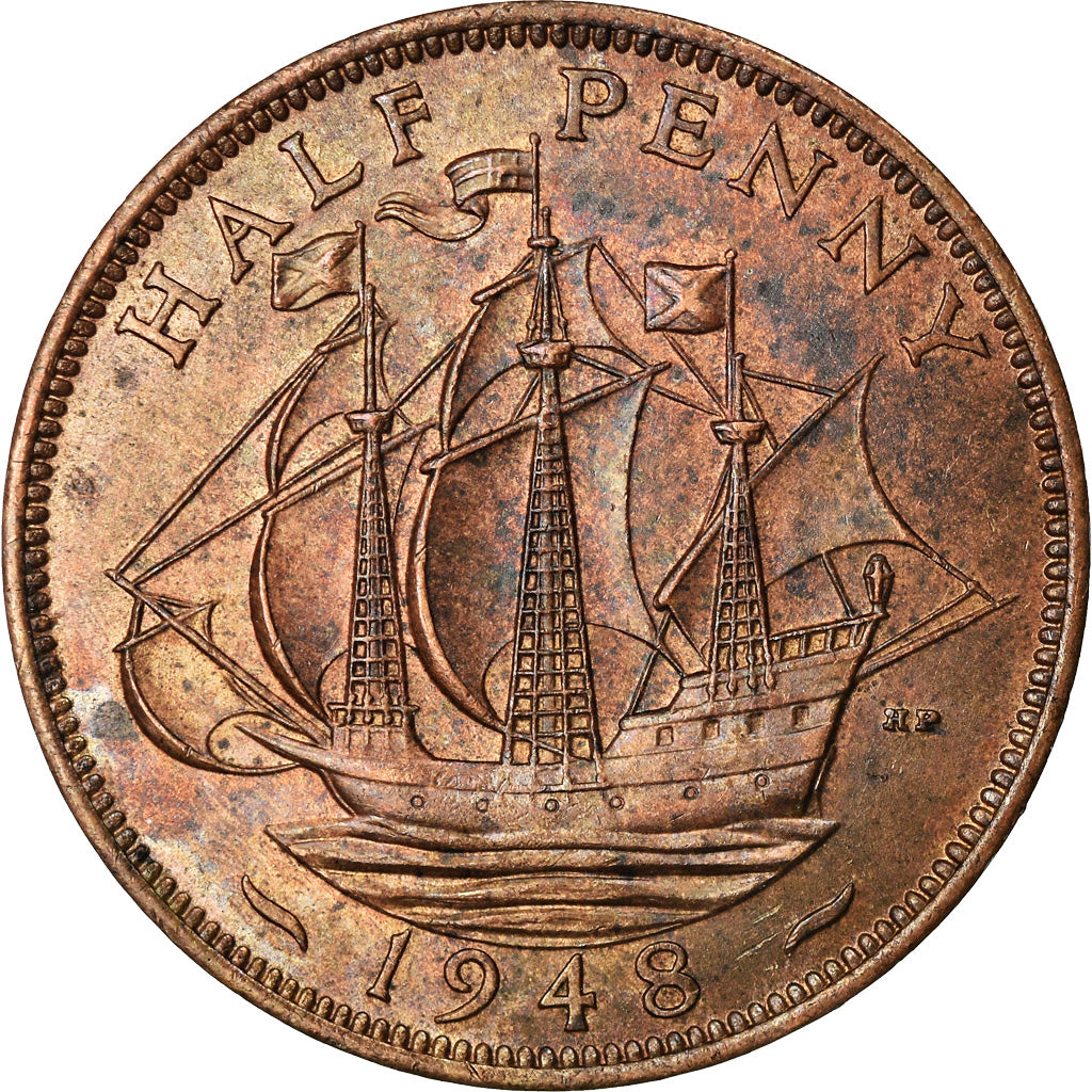 Coin, Great Britain, George VI, 1/2 Penny, 1948, MS(60-62), Bronze, KM:844