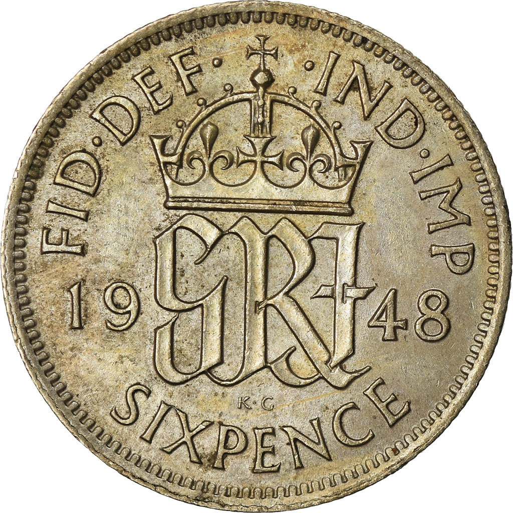 Moneta, Wielka Brytania, George VI, 6 Pence, 1948, AU(50-53), Miedź-Nikiel